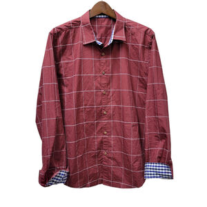 Coofandy Men's Slim-Fit Long-Sleeves Plaid Shirt Size Large Excellent Condition